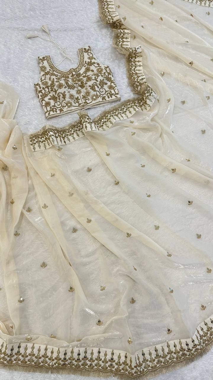 WEDDING DESIGNER BOLLYWOOD SAREE BLOUSE SARI INDIAN PAKISTANI UNSTITCH DRESS EID