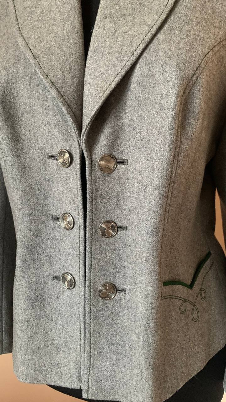 Vintage Austrian Trachten Wool Jacket Double Breasted Maria Theresa Buttons EU3