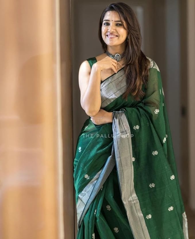 Women’s Soft Cotton Linen Saree With Blouse Piece