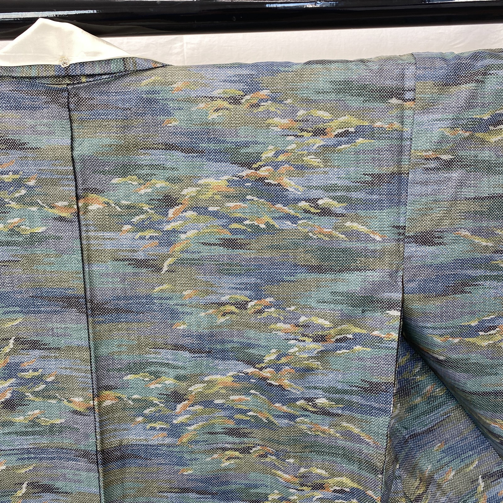 Japanese Vintage Kimono Silk Blue Tumugi Traditional Authentic Length 62 in