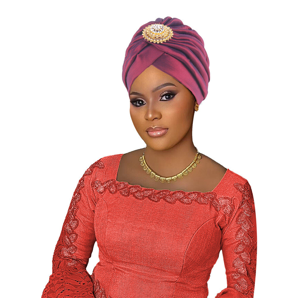 African Women Hat Pleated Turban Cap Hijab Nigerian Headwear Headtie Head Wrap