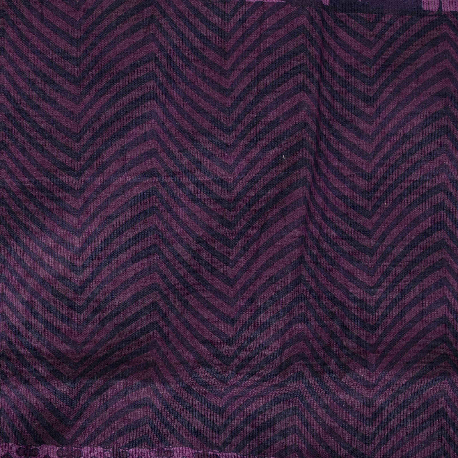 Sanskriti Vintage Saree Violet Pure Cotton Floral Printed Sari 5Yd Craft Fabric