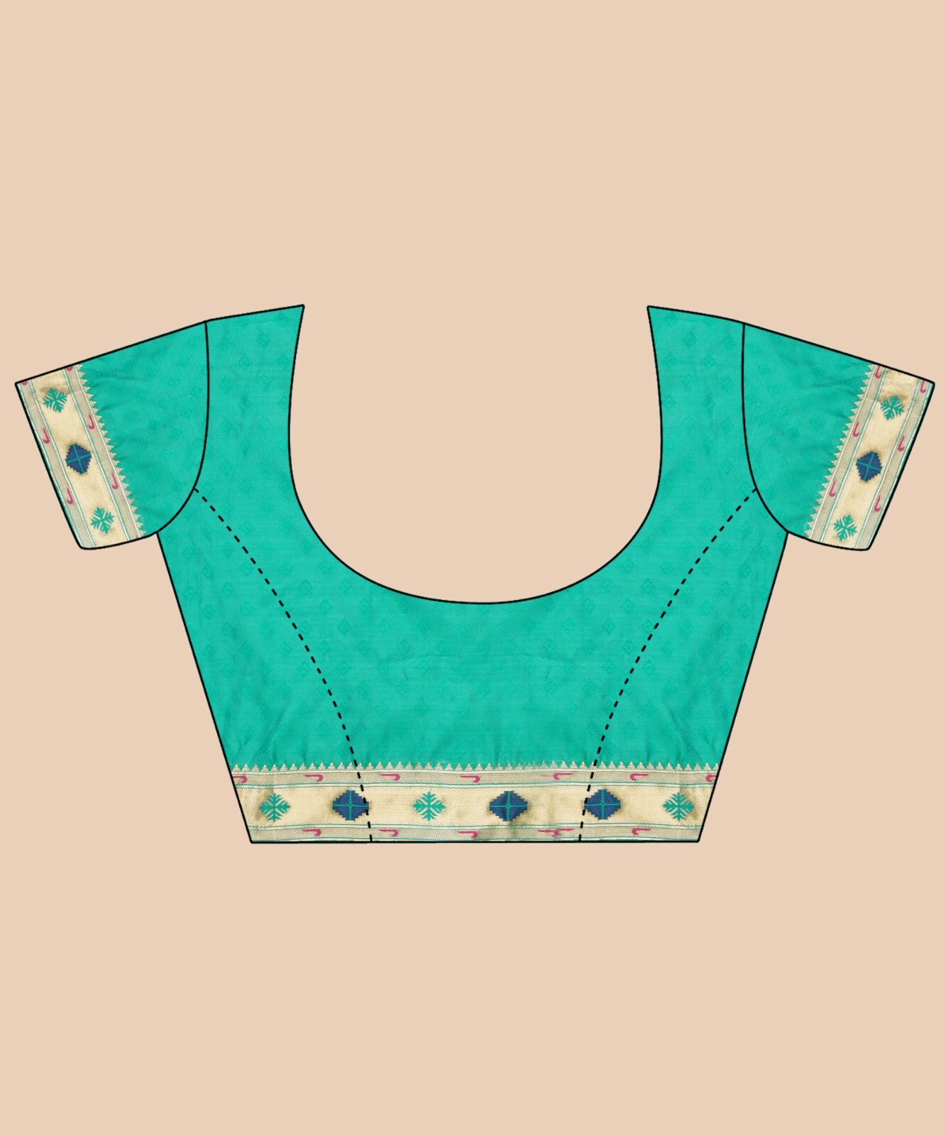 Areca Designer Paithni Brocade Mor saree blouses women Saree Cut – 5.5 Meter