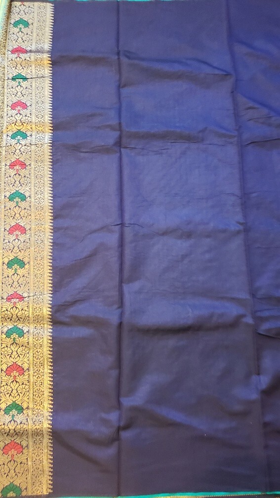 Bangalore Silk Saree Meenakari Zari Woven Work Unstitched Blouse Party Wear