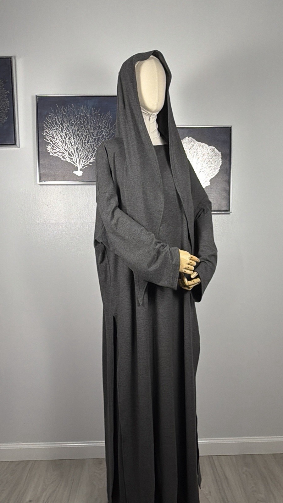 Modest Viscose Tunic and Pants Set with Hooded Hijab Scarf Elegant Muslim Outfit