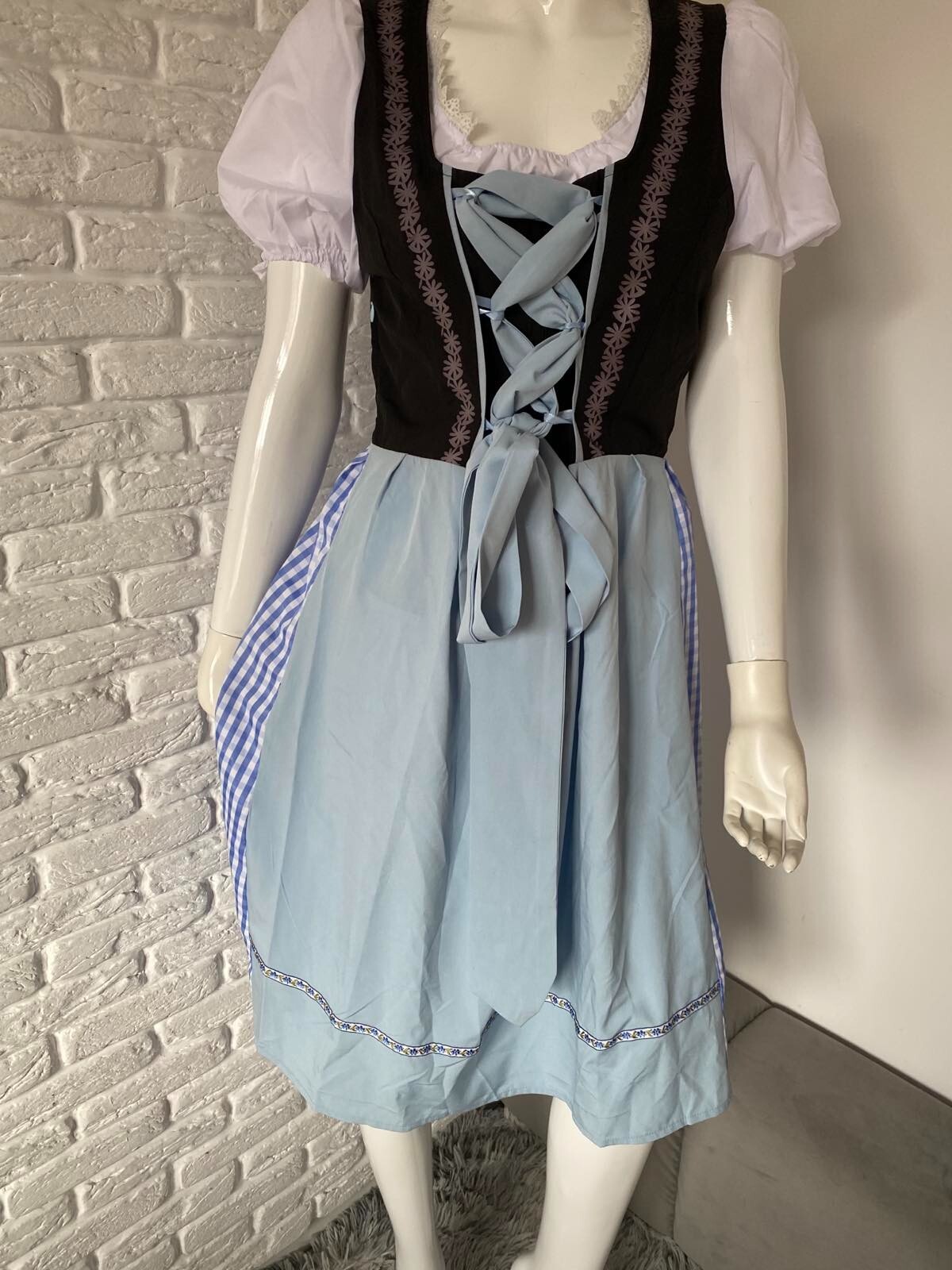 TYROL OKTOBERFEST DIRNDL WOMENS ONE PIECE MULTI-COLORED CHECKED DRESS SIZE L