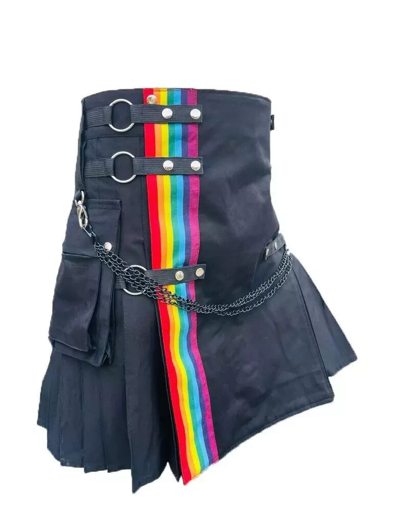 New Rainbow Kilt Hybrid Utility Cotton Kilt for Gay and Men
