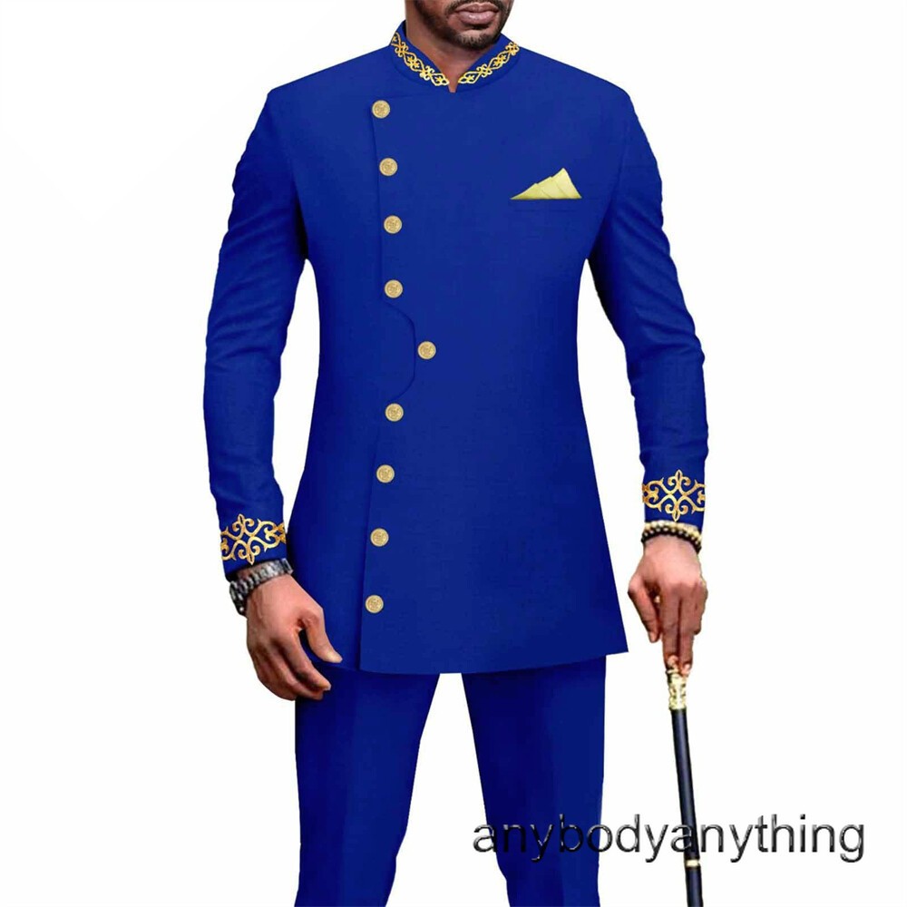 Men’s 2 Piece Set Traditional Shirt and Pants African Set Suit Middle East Suit