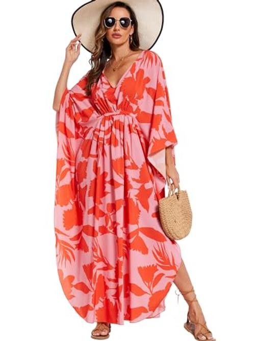Kaftan Dresses for Women V Neck Summer Swimsuit Cover up Caftan Maxi Beach