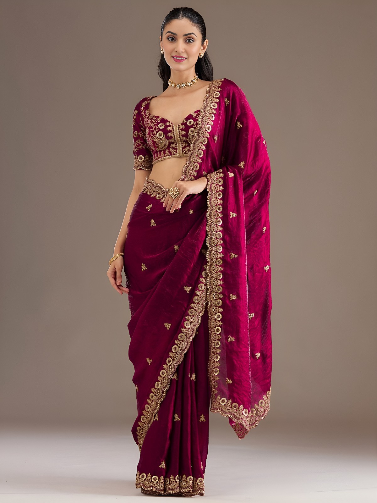 Attractive Designer Tissue Saree With Blouse For Wedding & Party Wear