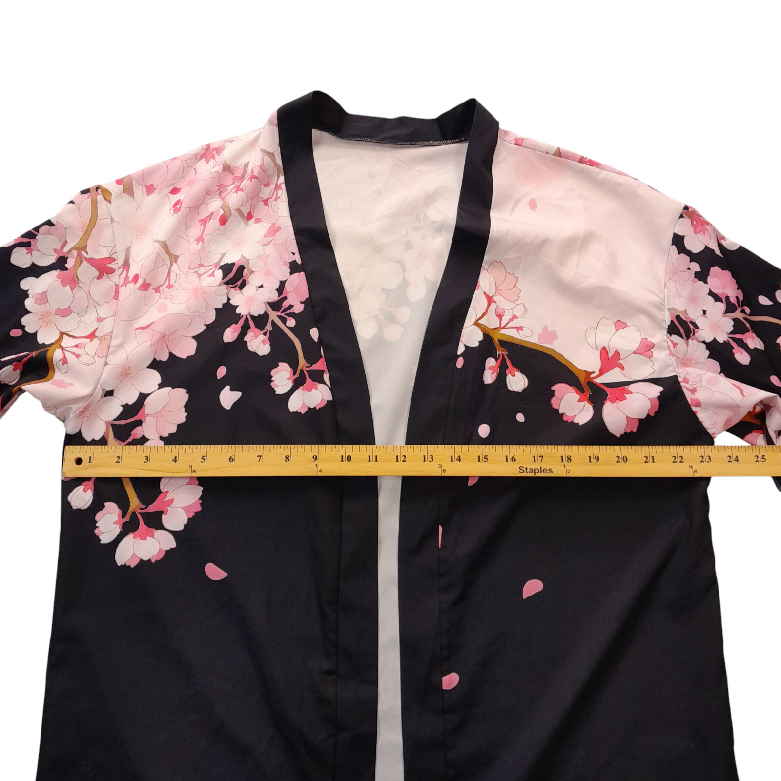 Manfinity sakura flowers cardigan kimono Men L/Blk+pink+whte floral/1/2 sleeve