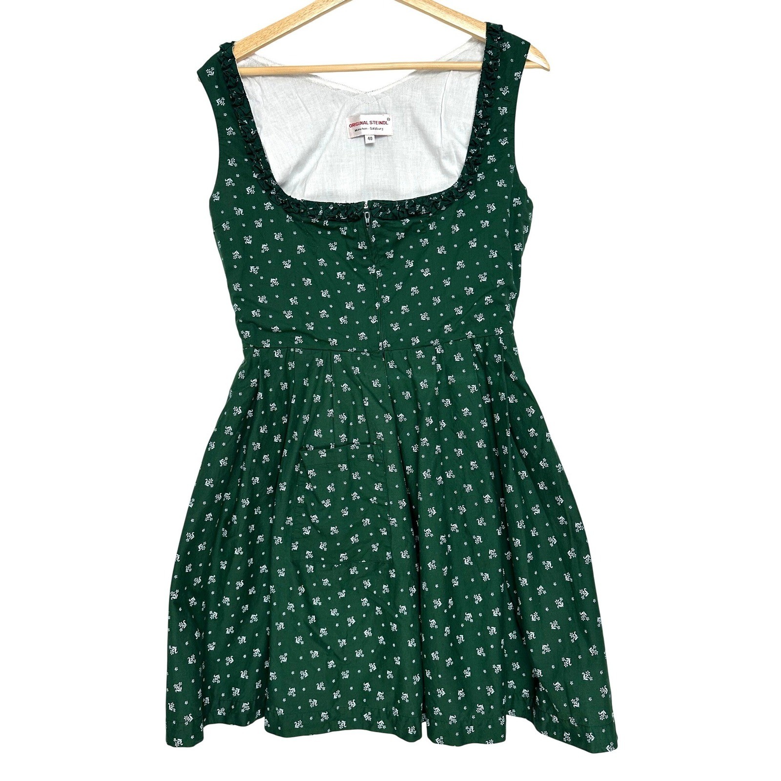 Original Steindl Dirndl Dress Green Floral Trachten Oktoberfest Womens US 10
