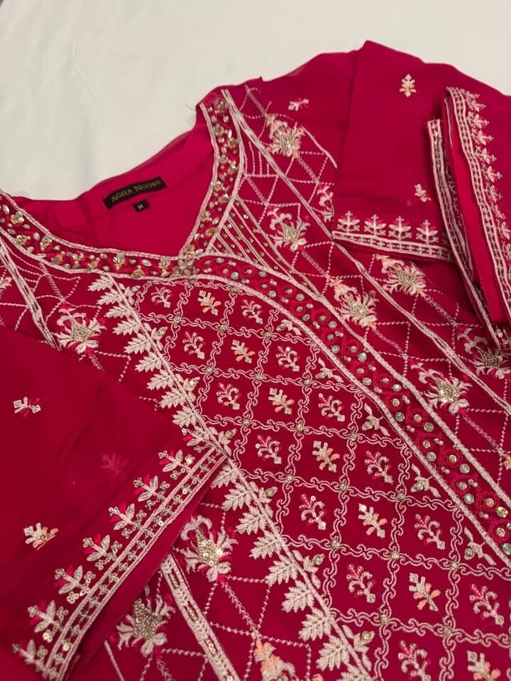 New 3pcs AGHANOOR INSPIRED chiffon gharara set L 46