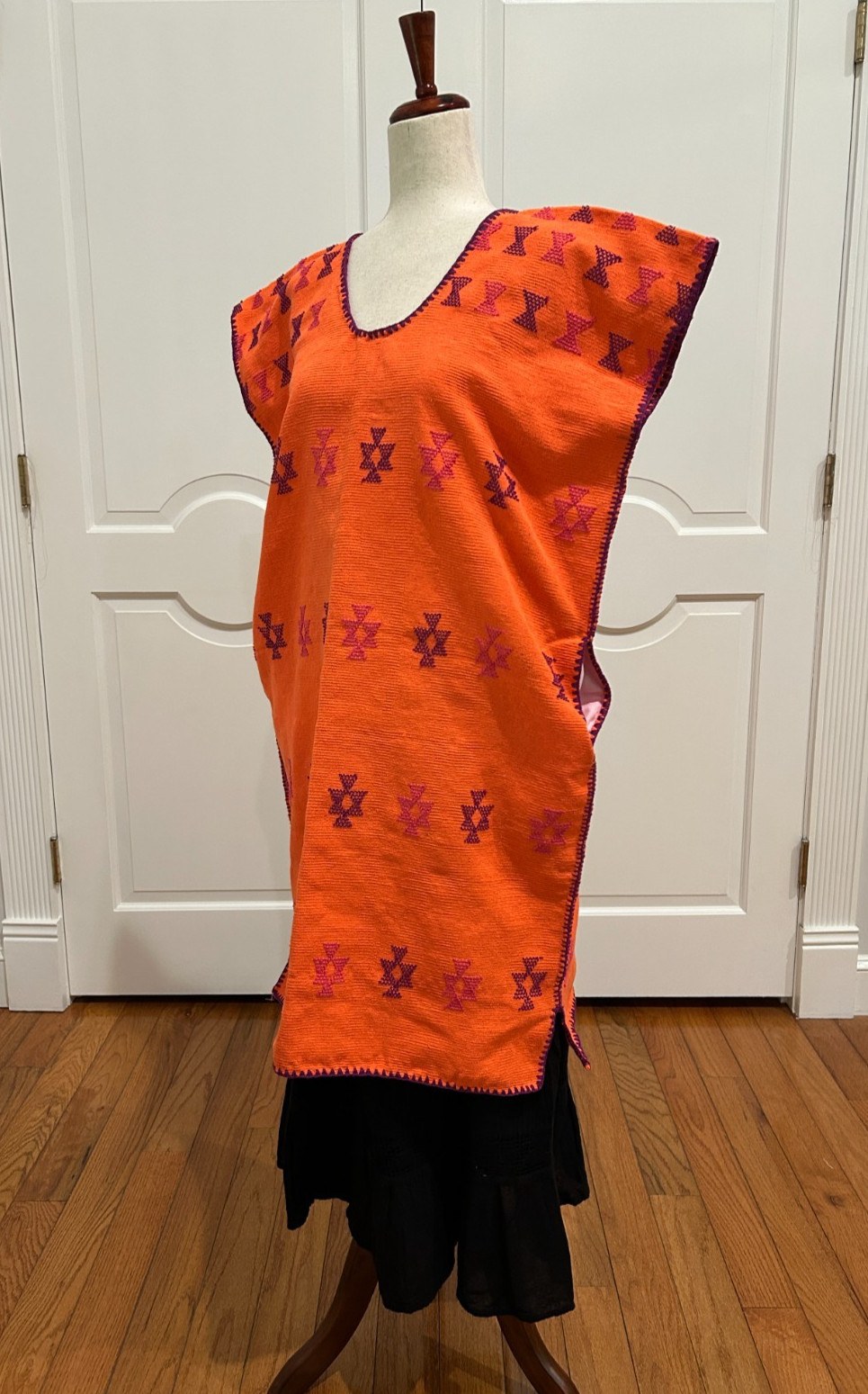 San Juan Colorado Huipil Mexican Kaftan made on backstrap loom.