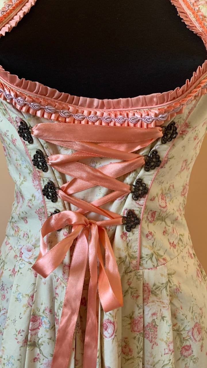Alpenfee Dirndl Dress Apron Floral Lace Up Trachten Oktoberfest EU 42 Romantic