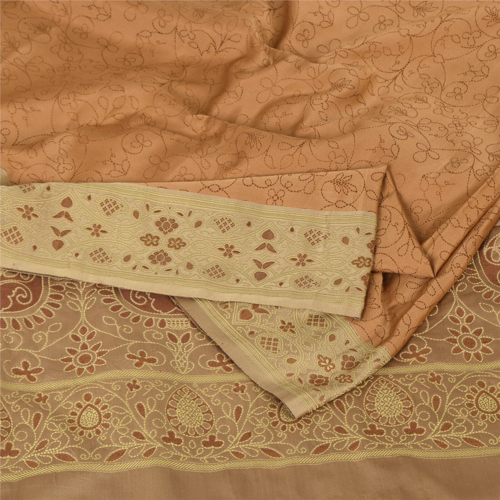 Sanskriti Vintage Indian Sarees Pure Satin Silk Hand Woven Premium Sari Fabirc