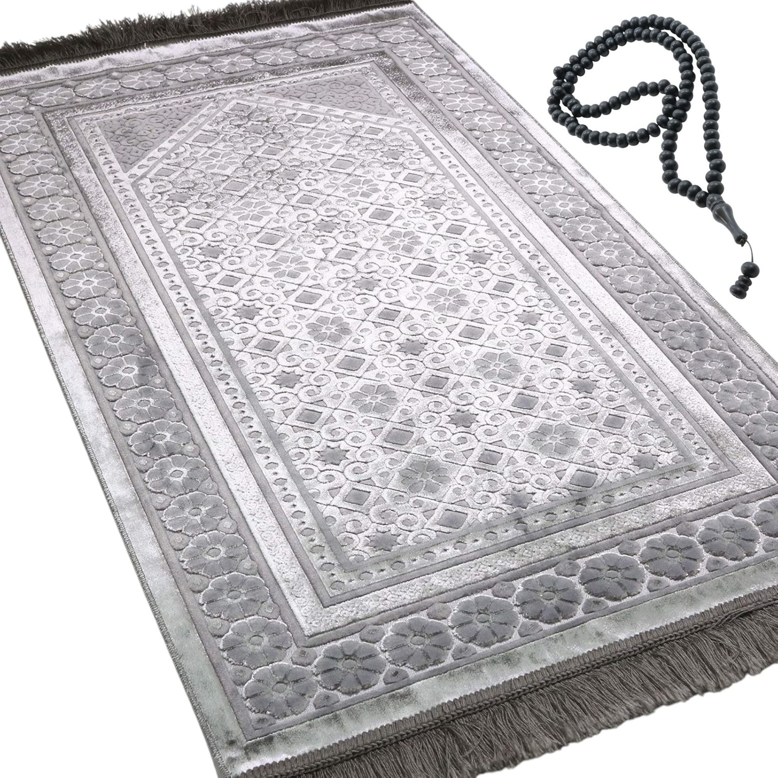 Modefa Velvet Prayer Rug – Soft Plush Turkish Janamaz Sajada Carpet for Men a…