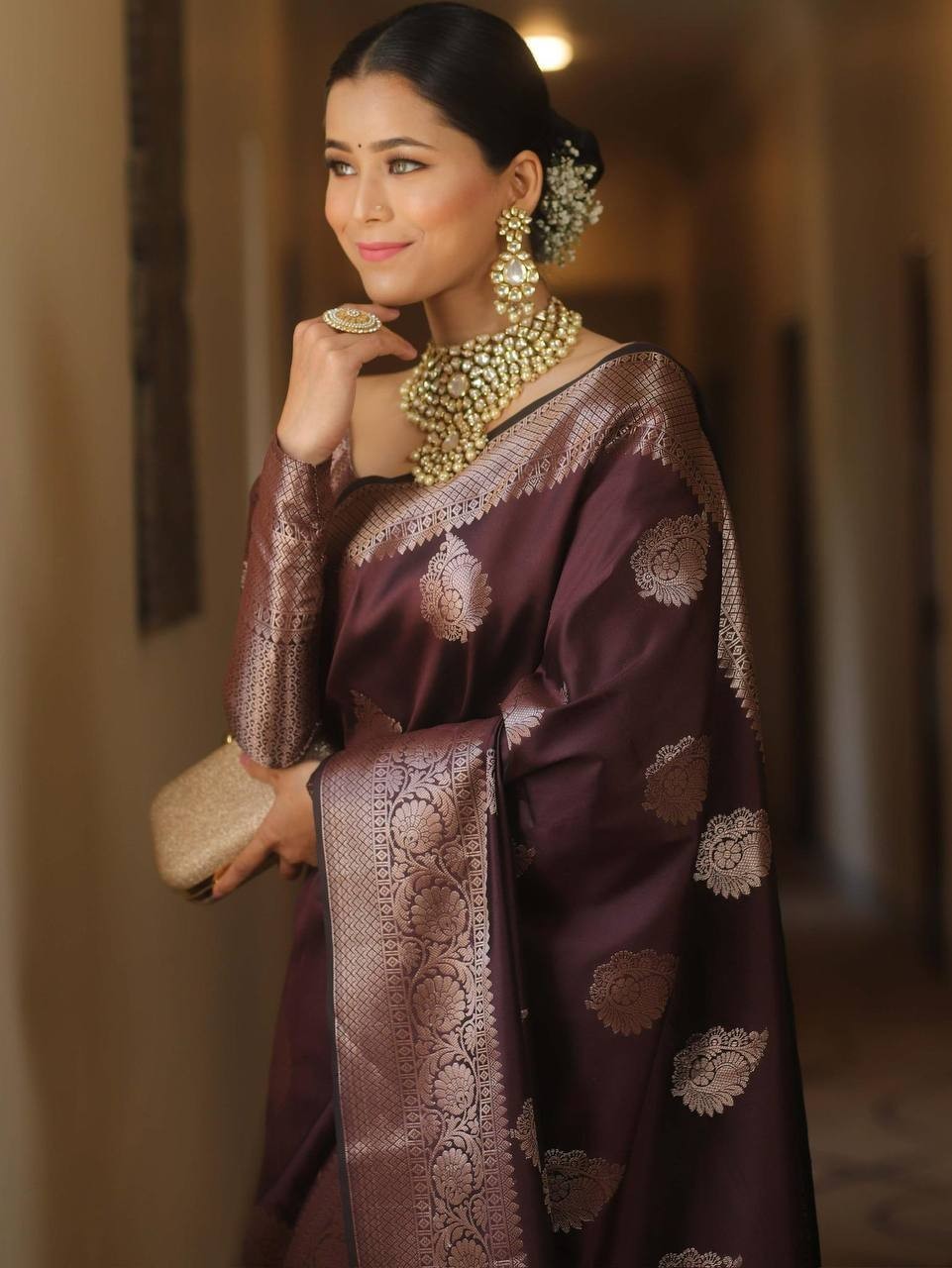 Women Pure Soft Designer Banarasi Saree Handloom Party Wedding Festive Bollywood
