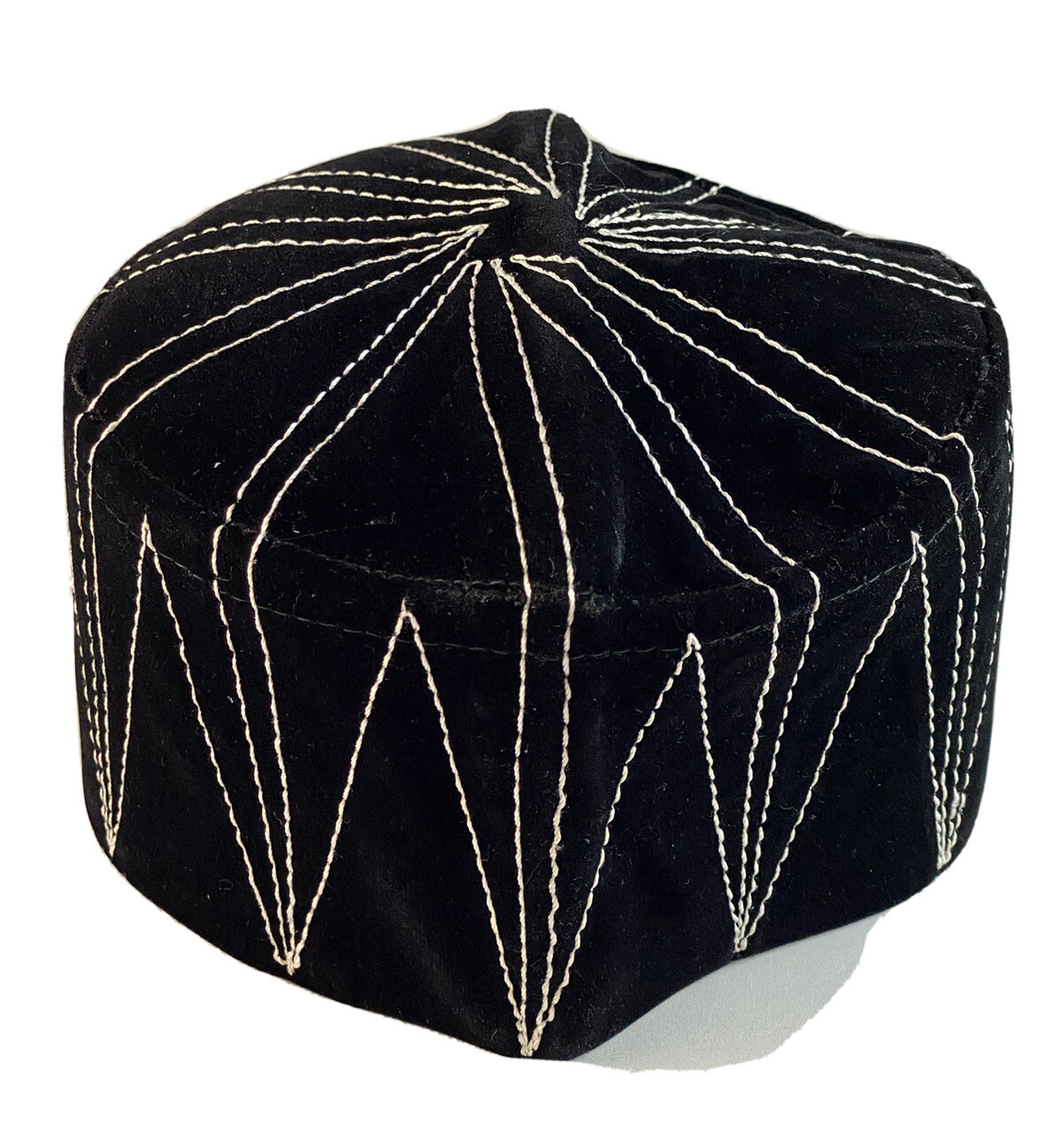 Authentic African Contemporary Native Made Felt Embroidery Fila/ Kufi Hat ~ 22”