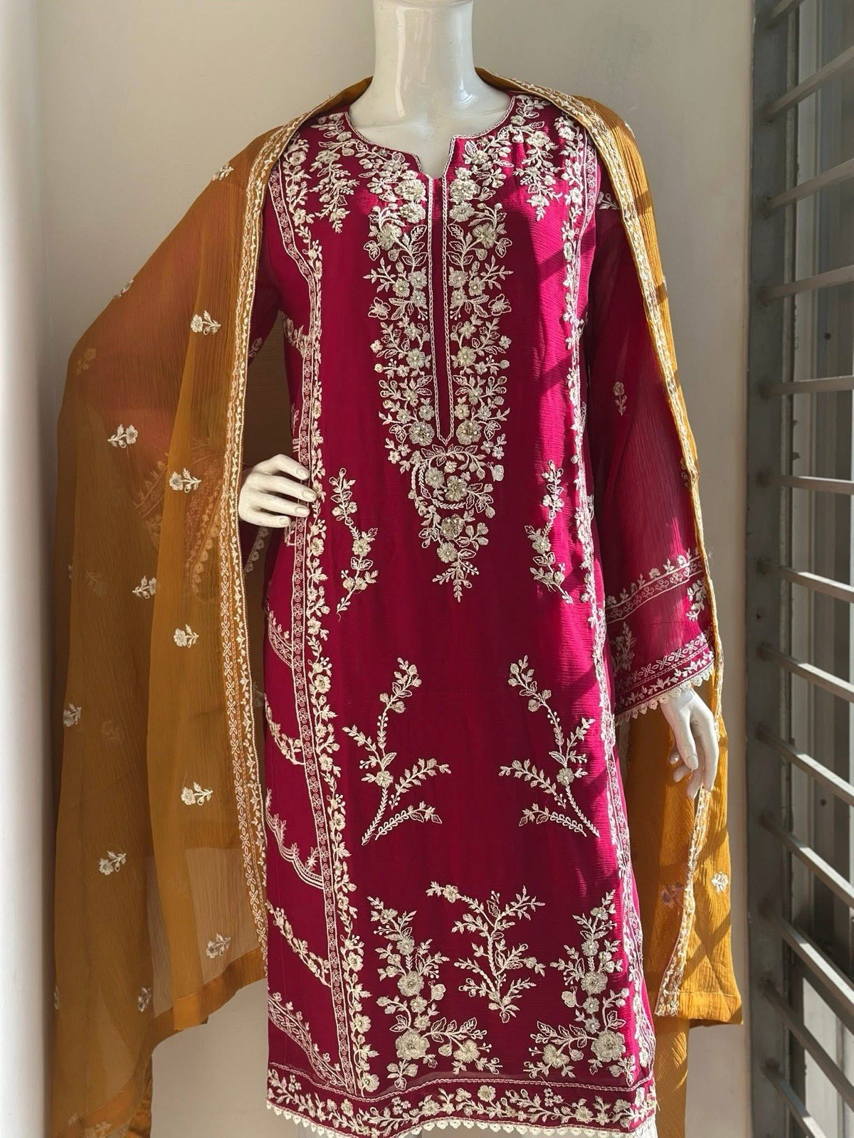 New Designer Bollywood Style Full Stitched Georgette Top Pant & Dupatta Set EB-W