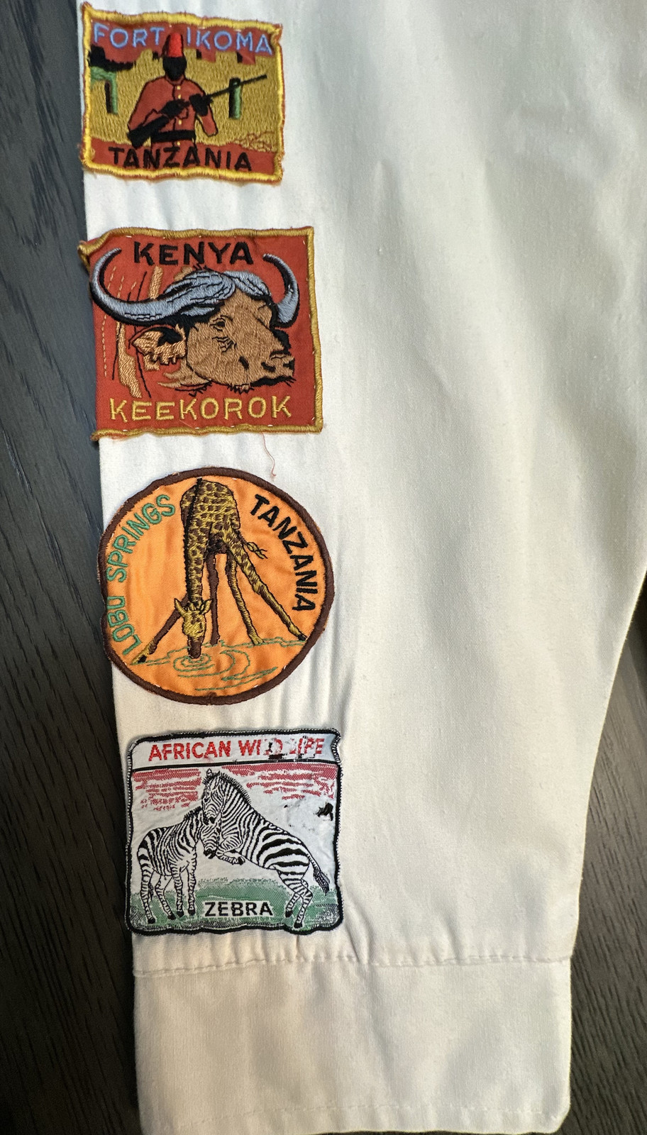 Vintage Safari Jacket 1970’s with 18 Vintage African Patches Boys or Small Woman