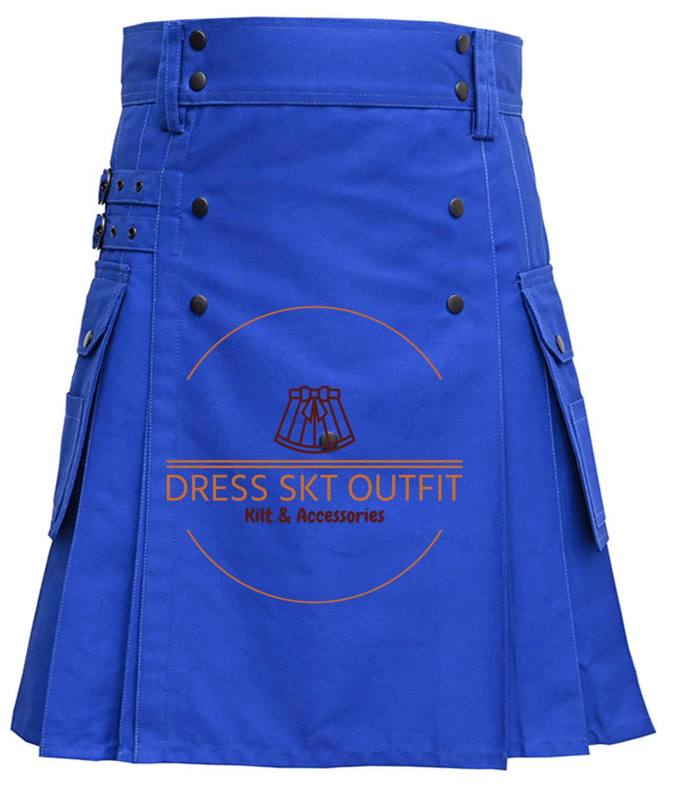 Scottish Handmade Traditional Blue Cotton Utility kilt For Men’s Custom Size