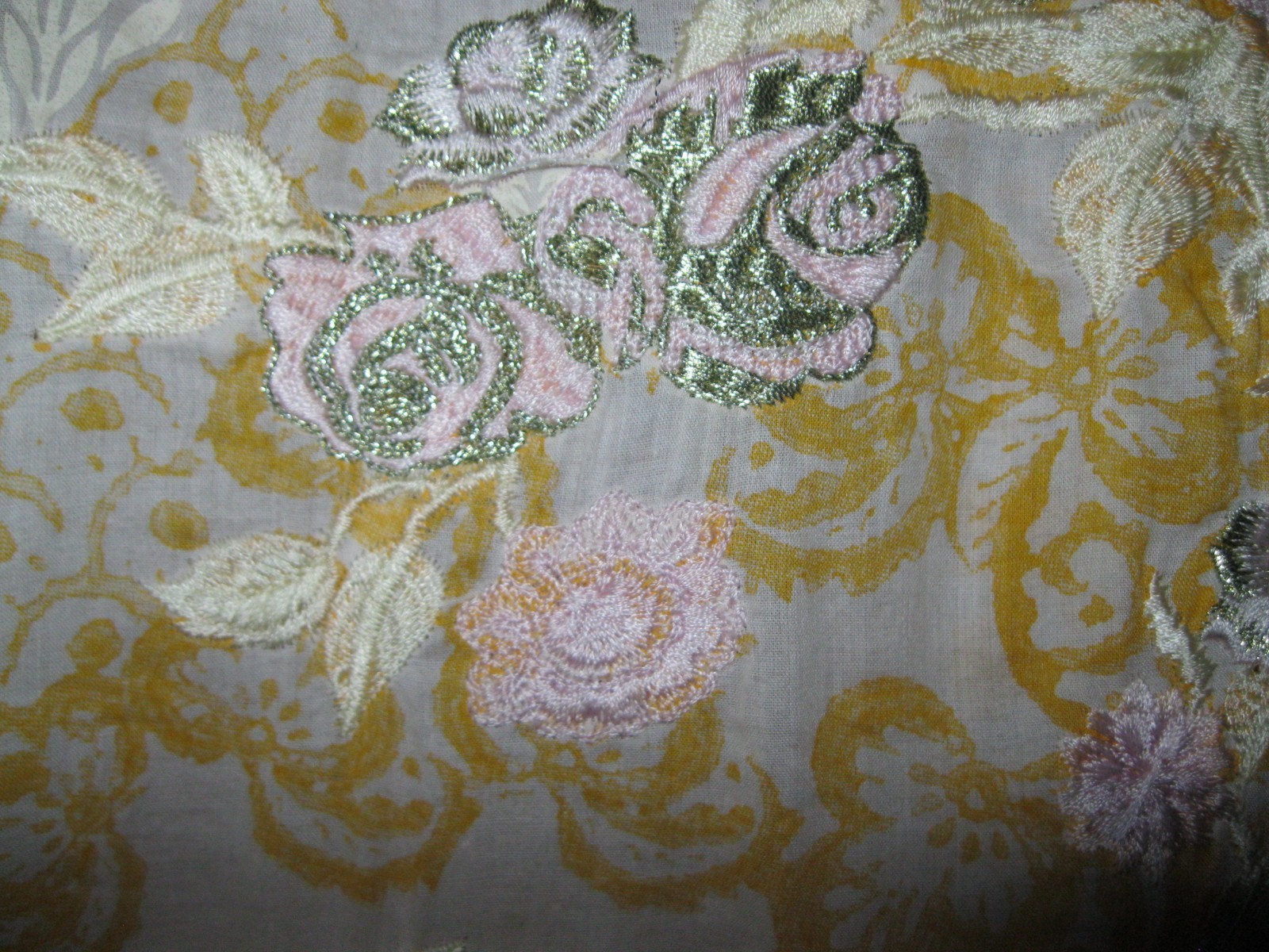 INDIA, COTTON DRESS/KURTA, W/ PINK, ORANGE AND SILVER EMB., SZ. S/M