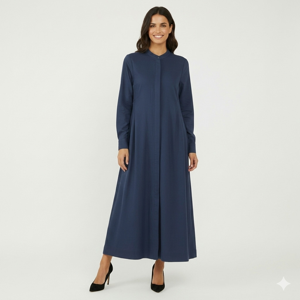 Women’s Glazed Cotton Abaya Dress – Modest A-Line Maxi, Minimalist Islamic Maxi