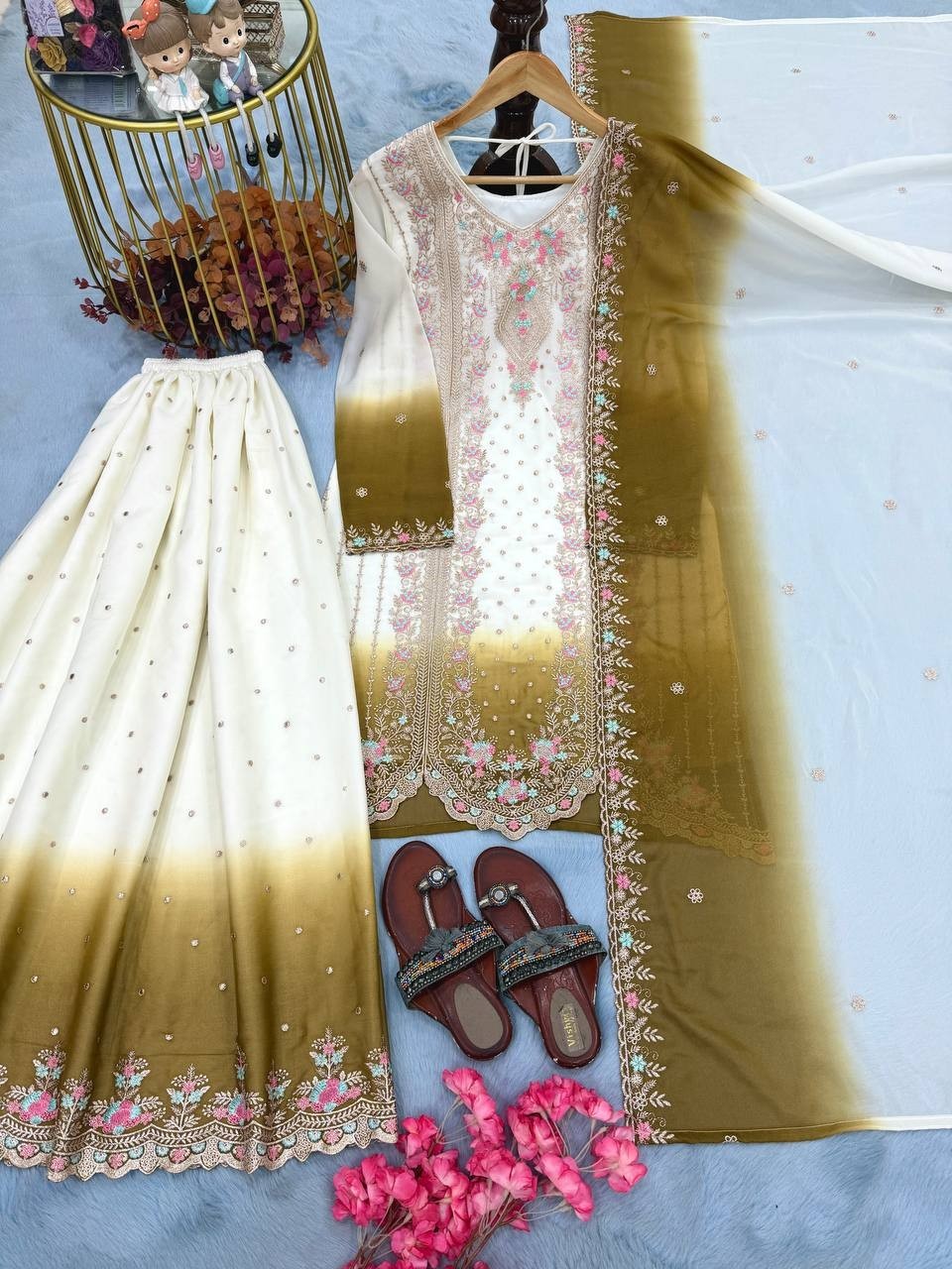 Indian Ethnic Wear Star Georgette Kurta Palazzo With Dupatta For Women