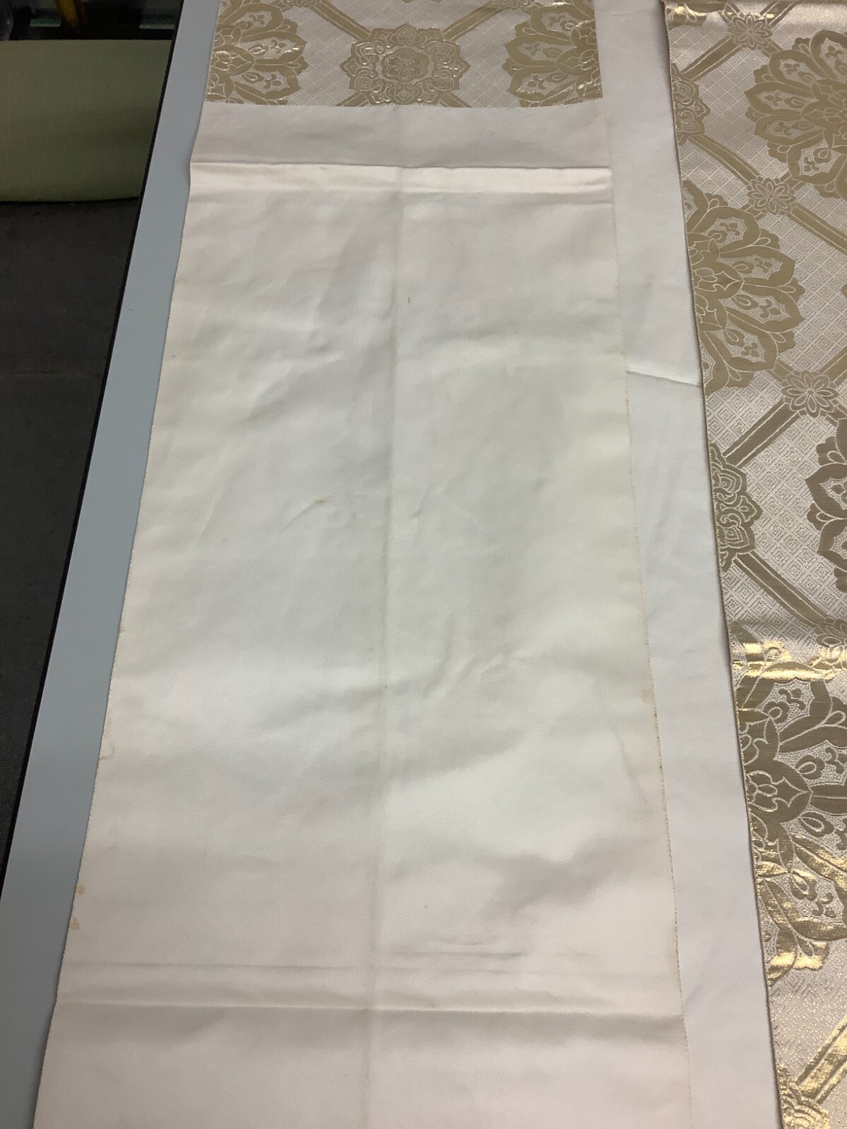 Japanese Vintage Kimono Fukuro Obi Pure silk white expensive tradition 168x12in
