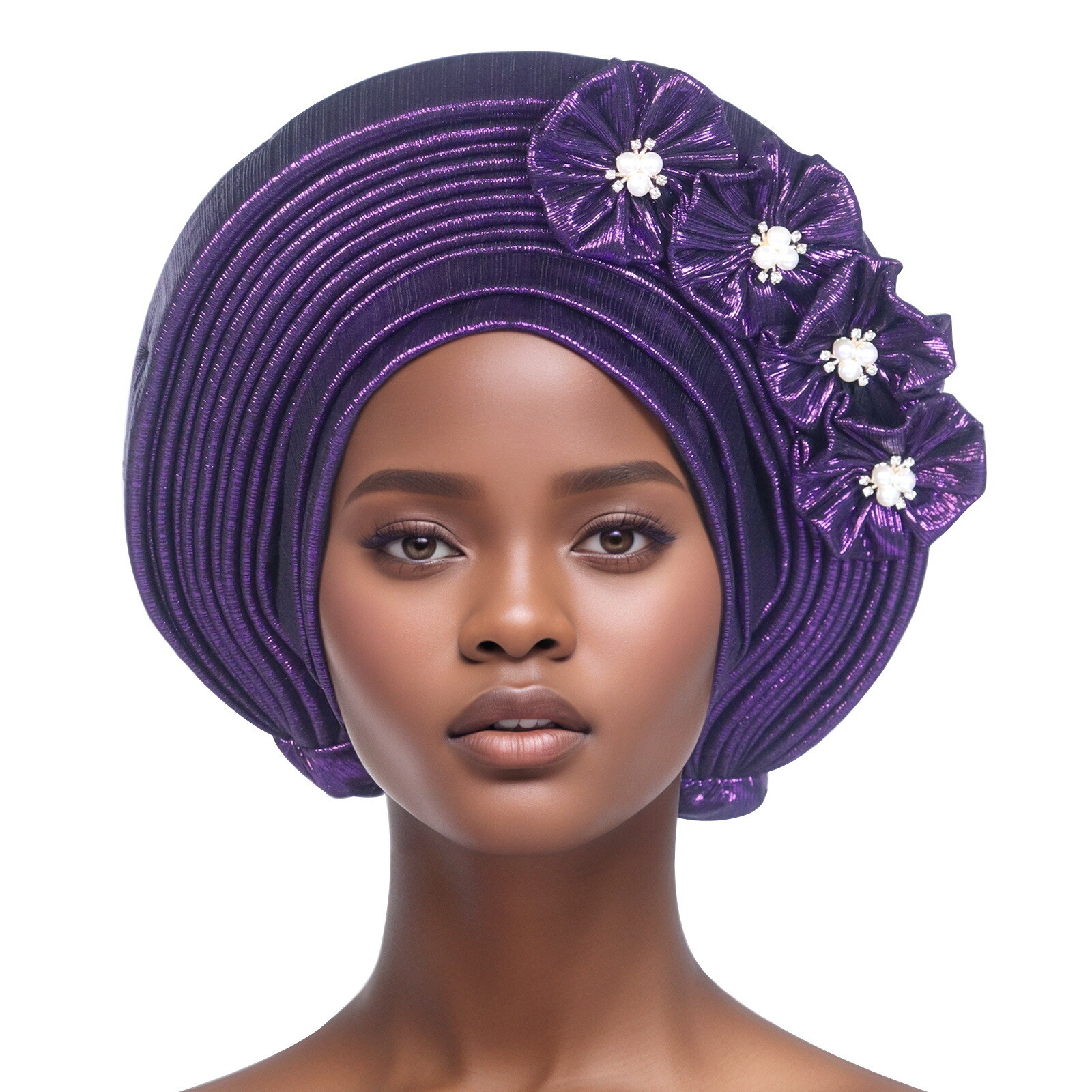 Auto Gele Headtie Head Wrap Caps Women Hats Multilayer Pleated African Headwear