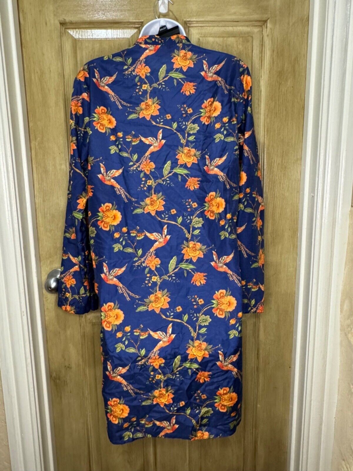 VASTRAMAY Kurta Blue Multi Colored Bird Floral Size 36