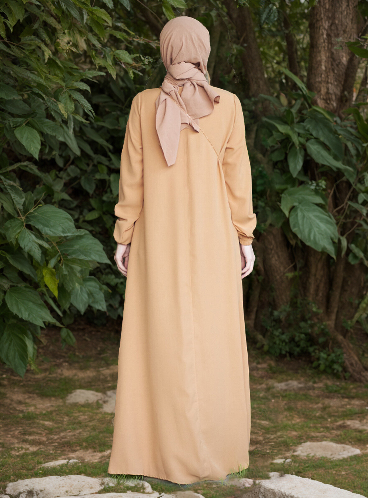 Muslim Kaftan Fashion Simple Burqa Arab Long Sleeve Abaya Ethnic Style Dress