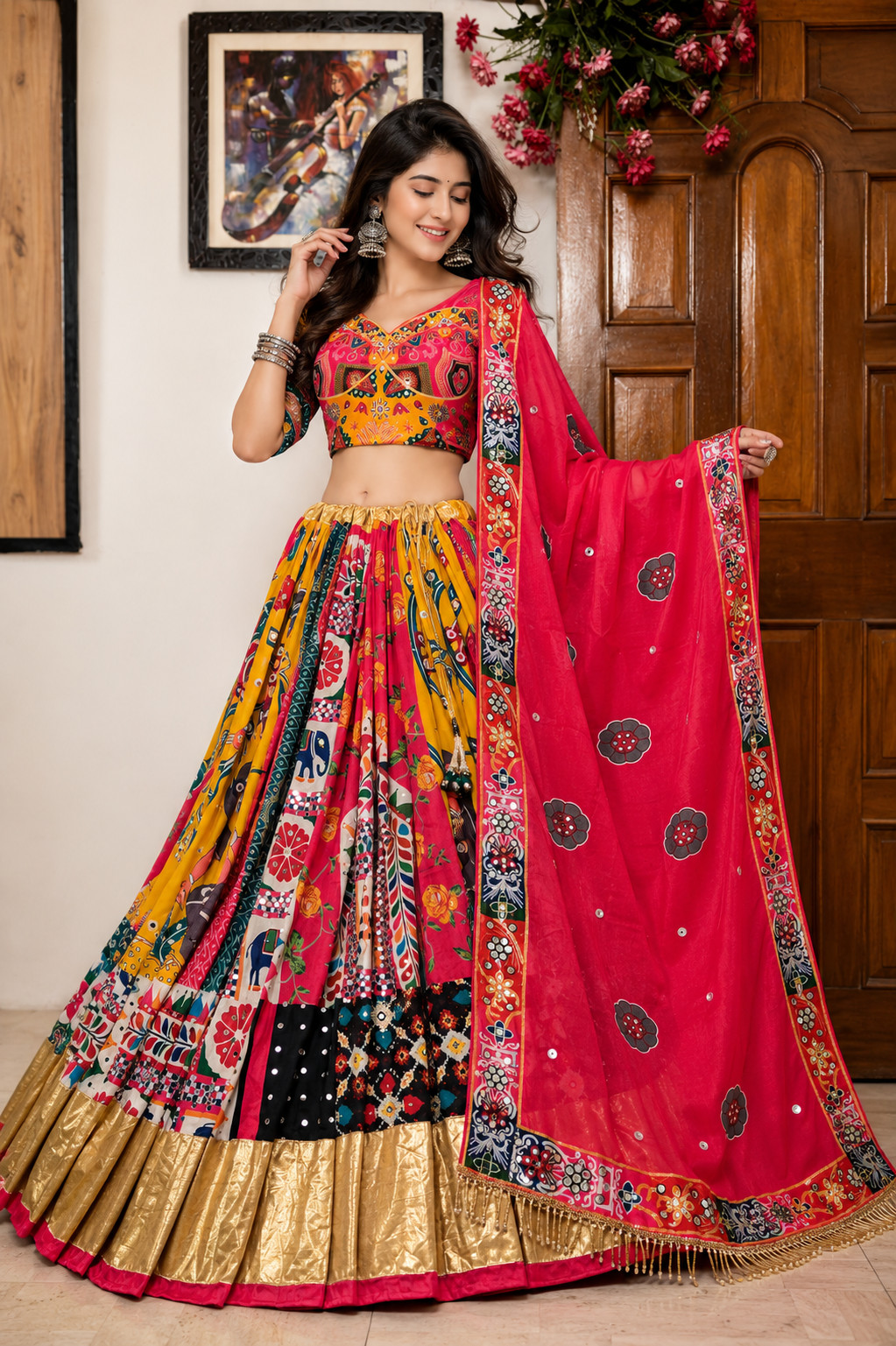 Designer Heavy Muslin Cotton Digital Print Lehenga Choli with Dupatta