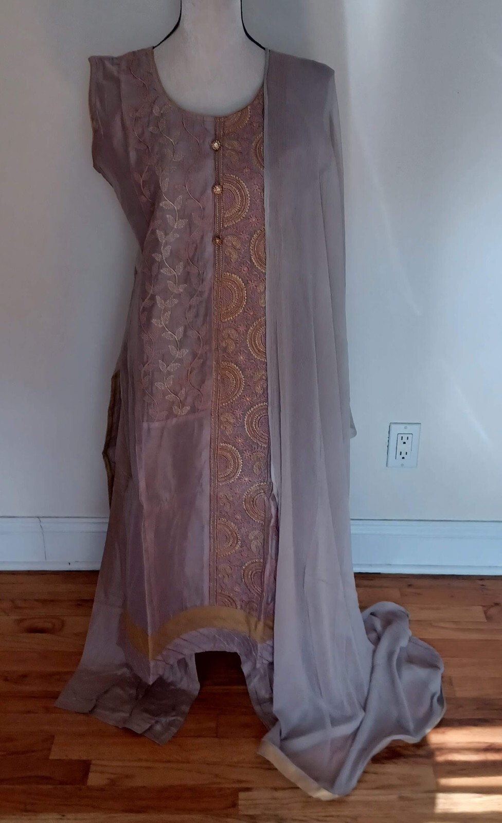 New Stitched Ready Made Bronze Golden Silk Salwar-Kameez Suit